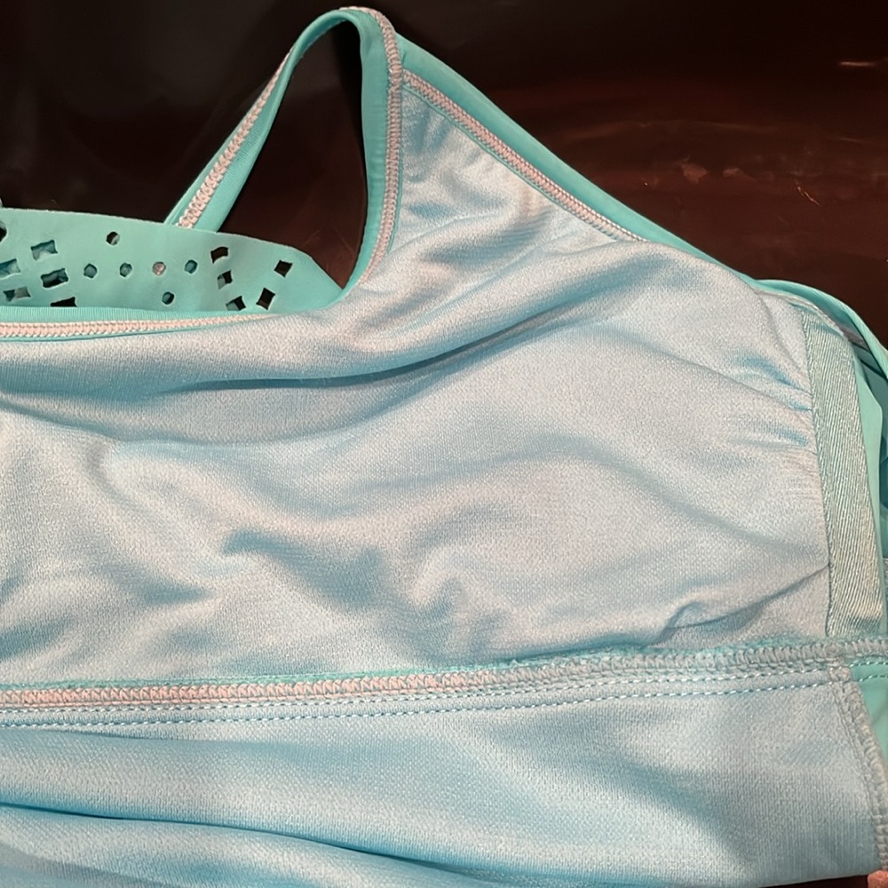 Aqua Macrame Racer Back Tankini Top - Picture 8 of 8